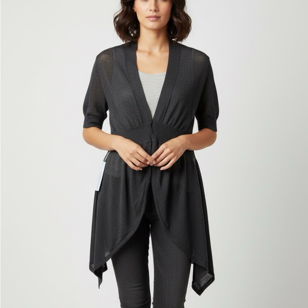 Jennifer Lopez Dark Gray Open Cardigan